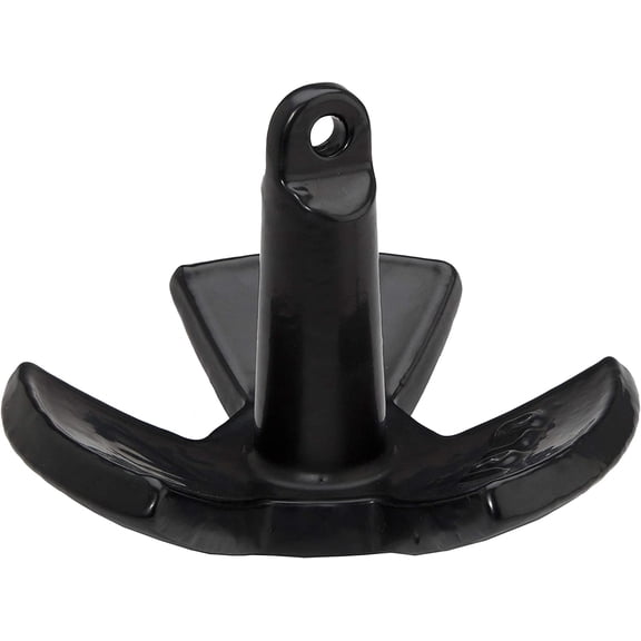 Attwood 9946B1 Solid Cast Iron 18-Pound Large Eye River Boat Anchor, Black PVC-Coated Finish
