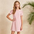 thumbnail image 2 of vigerkar Robes d'Été pour Filles T-Shirt Décontracté Col Ras du Cou Manches Pétales Robe de Vacances (Rose, 5-6 Ans), 2 of 9