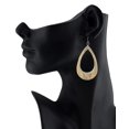thumbnail image 2 of Women's Smooth Faux Leather Hollow Teardrop Dangle Pierced Earrings, Metallic Gold, 2 of 3
