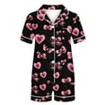 thumbnail image 5 of Tnhcen Women's Valentine's Day Pink Sleepwear 2 - Piece Set V - Neck Short - Sleeve Top and Shorts Festival Sleepwear S - 2XL Comfortable Loungewear for Home, 5 of 5