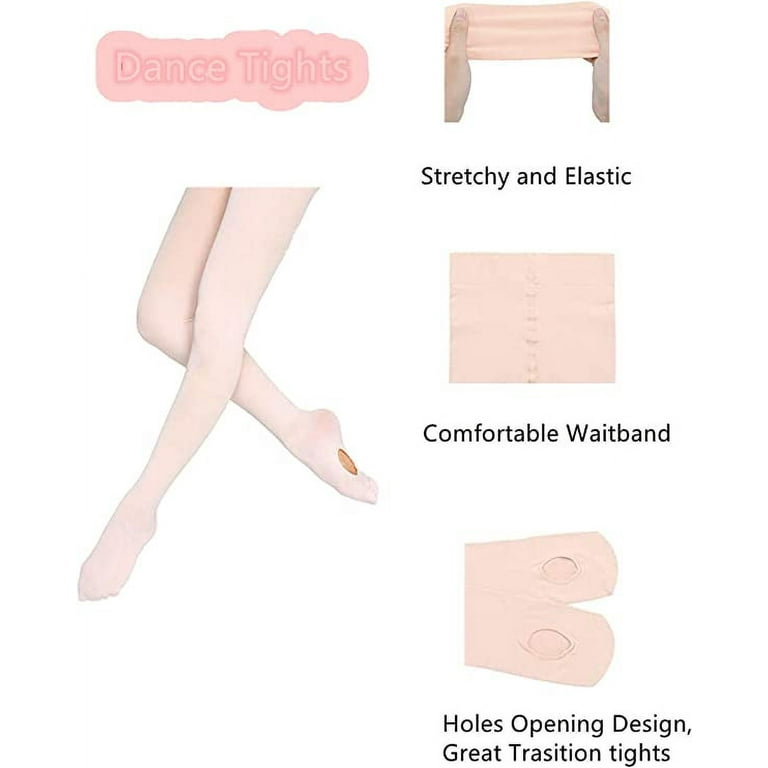 Ultra Soft Dance Ballet Tights Kids High Elasticity Convertible Stockings for Girls nude L