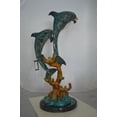 thumbnail image 4 of Nifao Two Dolphins Outdoor Fountain Statue, Bronze Garden Water Feature Sculpture with Marble Base for Patio & Yard – Garden Outdoor Decor Sculpture, 19"L x 15"W x 36"H, 4 of 9