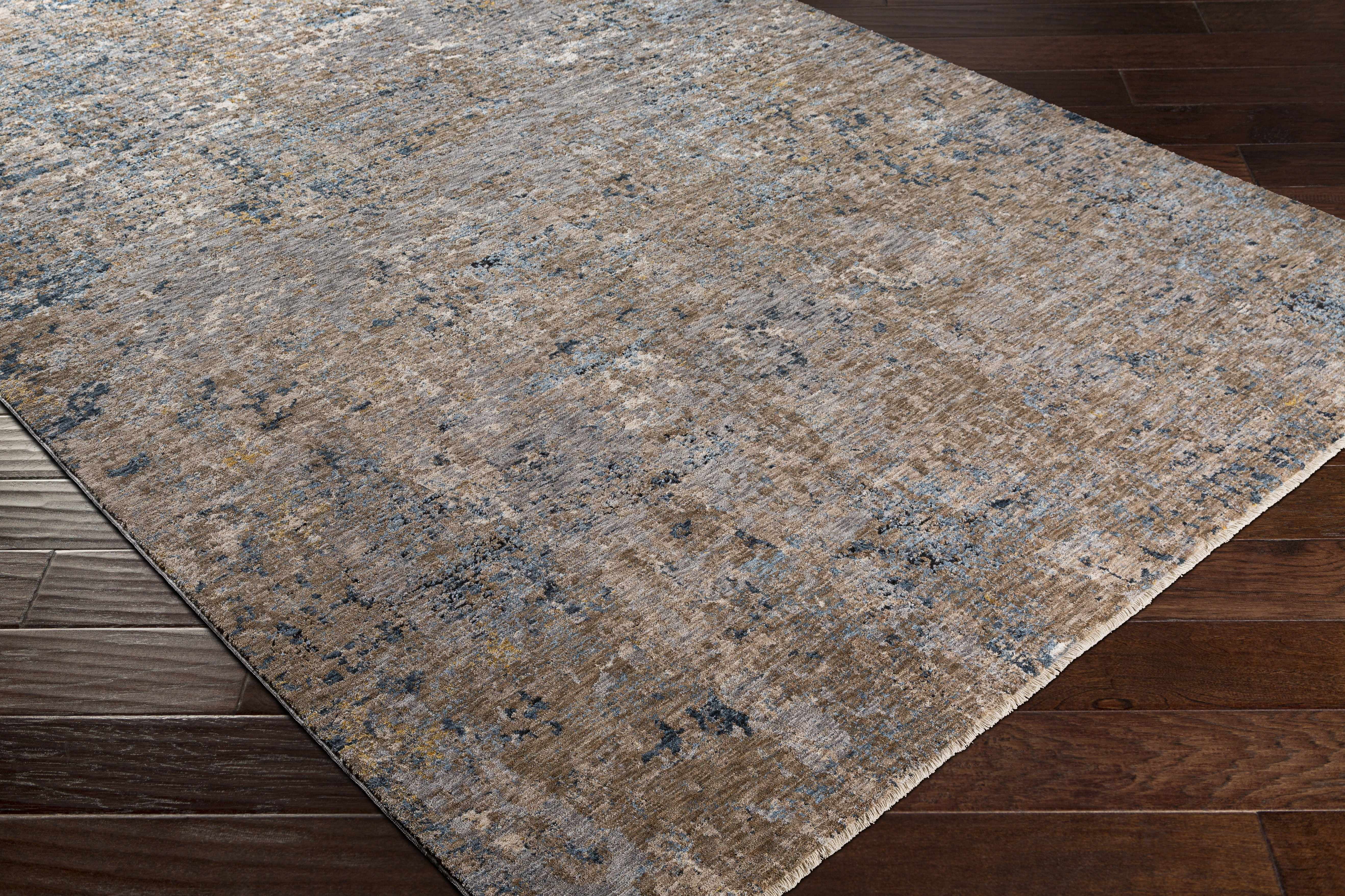 Hauteloom Gorokan Contemporary Abstract Living Room Bedroom Dining Room Area Rug - Modern Distressed Bohemian Carpet - Brown, Cream, Beige, Brown, Gray - 6'7" Round