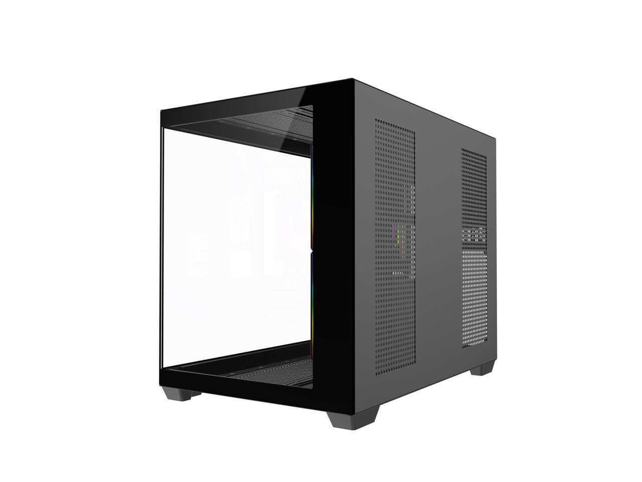 DIYPC ARGB-DC120-TM Black USB3.0 Tempered Glass Micro ATX Gaming Computer Case w/ 3 x ARGB PWM Fans (Pre-Installed)