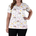 thumbnail image 3 of Cartoon Printed Scrubs For Women Vneck Medical Scrub Tops Short Sleeve Stretch Nurse Uniform Fashion Scrub Tops With Pocket White S, 3 of 5