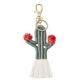 thumbnail image 1 of Llavero con borla de cactus tejido bohemio para mujeres y niñas, J, 1 of 5