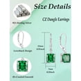 thumbnail image 6 of VESITIM Square Dangle Drop Earrings Sterling Silver Solitaire Leverback Earring 7MM Princess Cut May Emerald Birthstone Jewelry for Women, 6 of 7