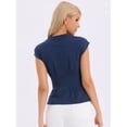 thumbnail image 3 of DARING DIVA Women's Peplum Tops Cap Sleeve Crew Neck Business Work Blouse Tops XS Navy Blue, 3 of 6