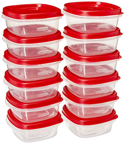 Rubbermaid COMIN18JU082133 669900229708 Easy Find Lid Square 1-1/4-Cup Food  Storage Container, 12 Pack, 12-Pack, Red, Clear