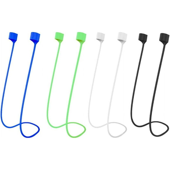 4 Pcs Magnetic Anti-Lost Strap Multi-Color Silicone Neck Rope Compatible with AirPods 1/2/3/Pro for Wireless Bluetooth Headphones (Black, White, Blue, Green)