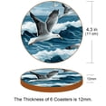 thumbnail image 3 of Seagull Cool Round Microfiber Leather Coasters 6PCS - 11x11 cm/4.3x4.3 in - Set of Stylish Drink Mats for Home and Office, 3 of 6