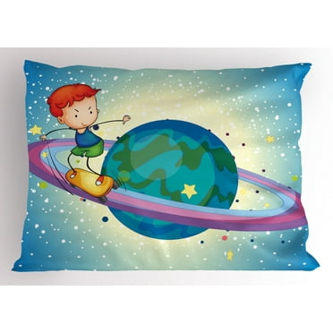 Ambesonne Sports Pillow Sham, Skating Planet Ring, 26" X 20", Multicolor