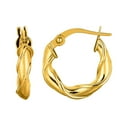 thumbnail image 1 of 14K Yellow Gold Round Type Twisted Hoop Earrings, Diameter 15mm, 1 of 2