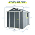 thumbnail image 7 of 6x8 FT Resin Storage Shed with Floor, Outdoor Plastic Garden Shed with Window, Protective Cap and Lockable Doors, Waterproof Tool Shed for Garden, Backyard, Grey, 7 of 7