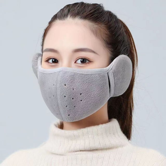 Máscara cálida de otoño e invierno, protección para los oídos engrosada, a prueba de frío, para hombres y mujeres, máscara tridimensional lavable a prueba de viento, con agujero transpirable
