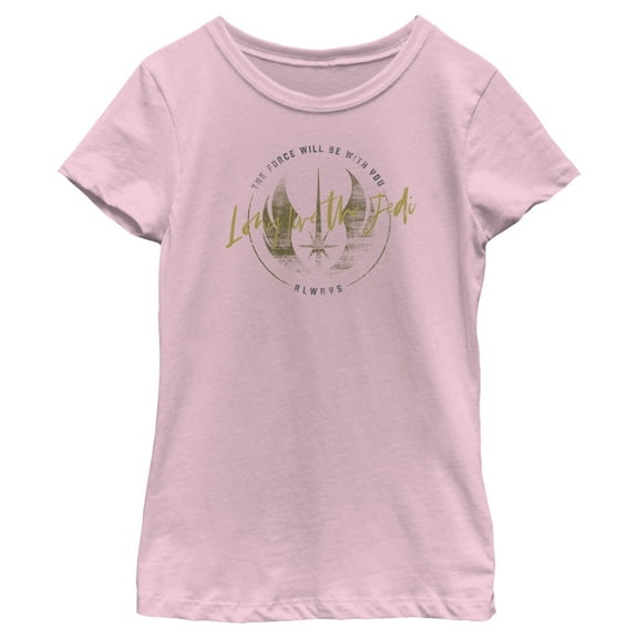 Girl's Star Wars: Obi-Wan Kenobi Long Live the Jedi Vintage Crest  Graphic Tee Light Pink Small