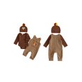 thumbnail image 3 of Cjfdfy Newborn Baby Boy Girl Thanksgiving Turkey Fall Outfit My First Thanksgiving Fall Winter Outfit Long Sleeve Ribbed Romper Turkey Embroidery Plaid Overalls Hat 3Pcs Set Little Turkey Clothes, 3 of 10