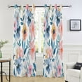 thumbnail image 6 of Watercolor Flowers and Leaves Blackout Curtains 84"x52" Thermal Insulated Curtain 1 Panel, 6 of 7