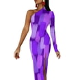 thumbnail image 2 of Robe Maxi Pinceau Violet une Épaule Art Abstrait Mignon Robe Moulante Printemps Fête Longues Robes Femmes Vestidos Graphiques, 2 of 5