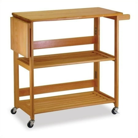 - Pemberly Row Foldable Butcher Block Kitchen Cart in Light Oak