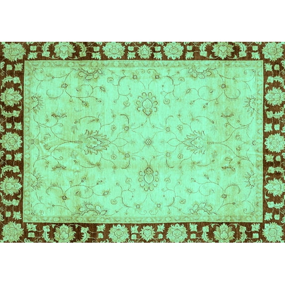 Ahgly Company Indoor Rectangle Oriental Turquoise Blue Traditional Area Rugs, 3' x 5'