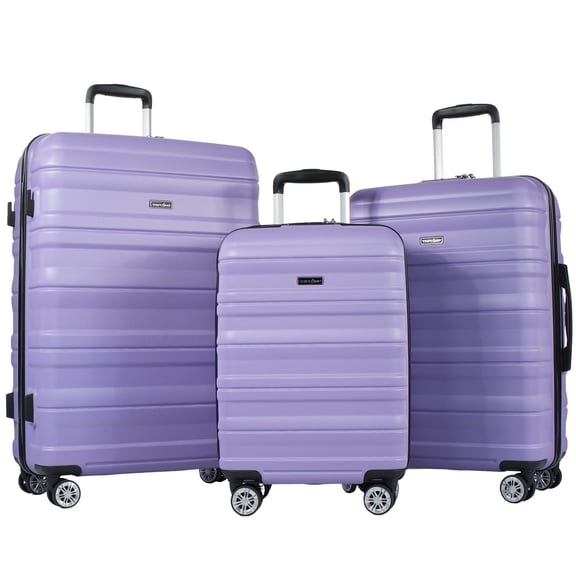 Tripcomp Hardside Luggage Set 3-Piece Set (21/25/29) Lightweight Suitcase 4-Wheeled Suitcase Set(Purple)