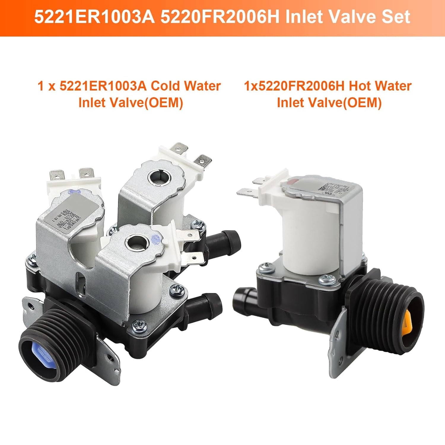 5221ER1003A&5220FR2006H Water Inlet Valve Replacement for LG Tromm & Ken.More Front Load Washers Replaces 5220FR2075L 5221ER1003C 5221ER1003D Assembly by YUESHANG