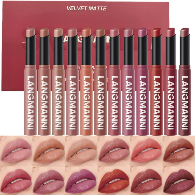 Set de labiales Jolilab de 12 piezas, acabado mate aterciopelado, tonos nude