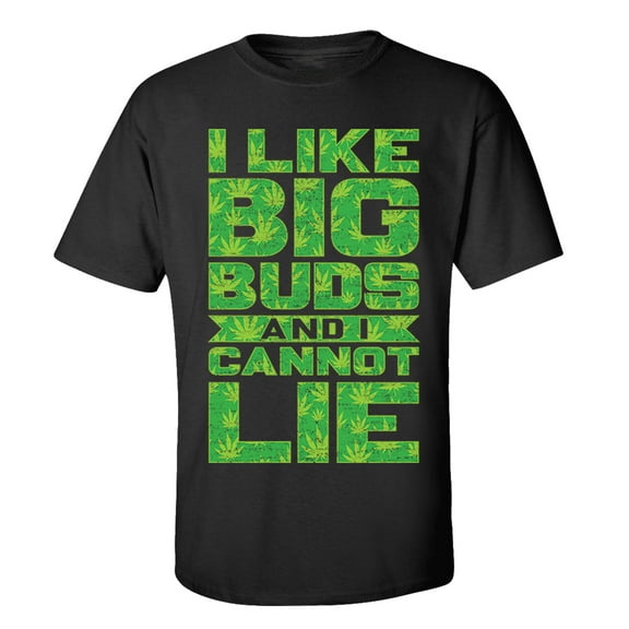 Funny I Like Big Buds Adult Unisex Short Sleeve T-Shirt-Black-4XL