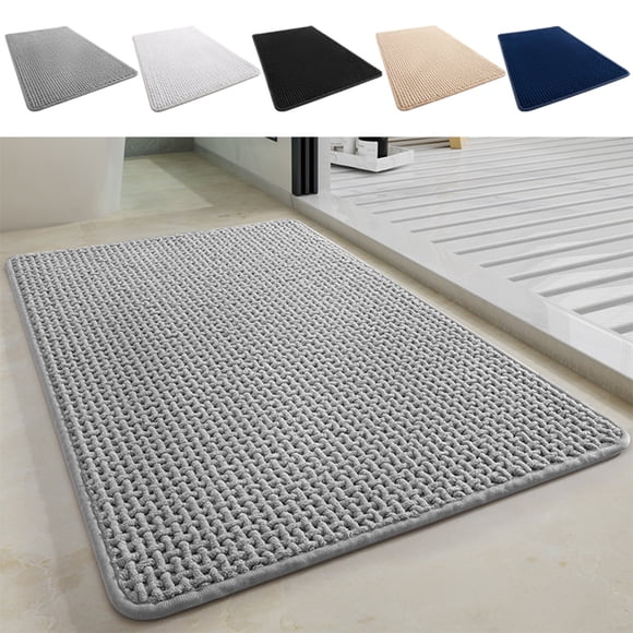 Alfombra de baño (1 unidad), tapete absorbente de 80 x 50 x 2 cm, tapete de poliéster con base antideslizante para áreas húmedas, secado rápido y cómodo (beige).