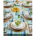 thumbnail image 3 of Solino Chemin de Table en Lin Bleu 48 Pouces - 100 % Lin Pur Été Madras à Carreaux 14 x 48 Pouces - Tissu Fait Main et Lavable en Machine, 3 of 7