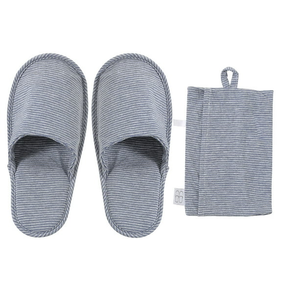 Niceauty 1Pair Portable Folding Slippers Black Travel Use Cotton Slippers Lightweight Supple Sole