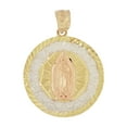 thumbnail image 1 of 14k Tricolor Gold, Virgin Mary Ntra Sra De Guadalupe Pendant Religious Charm Sparkly Cuts 21mm with 16" Dainty Neck Chain, 1 of 9