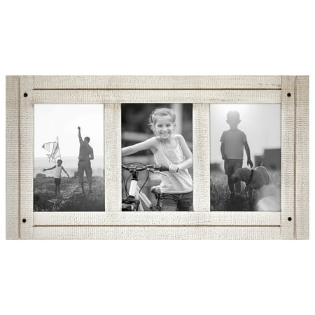 4x6 Aspen White Collage Distressed Frame - Display Three 4x6 (Best Way To Display Photos)