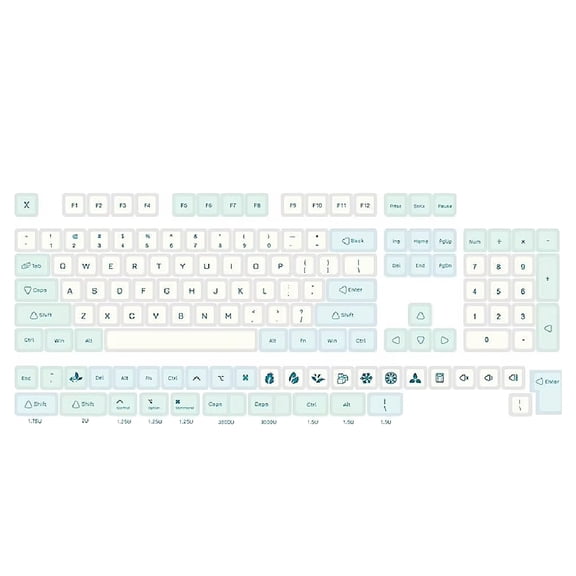 137PCS XDA Keycaps with Heat Sublimated Ice Mint Theme for Mechanical Keyboard Enthusiasts