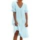 thumbnail image 1 of Vestido informal de verano para mujer, de color liso, con cuello en V y manga media - Túnica holgada larga, poliéster, transpirable, tallas S-XXL, ropa de playa/diaria/de fiesta, 1 of 4