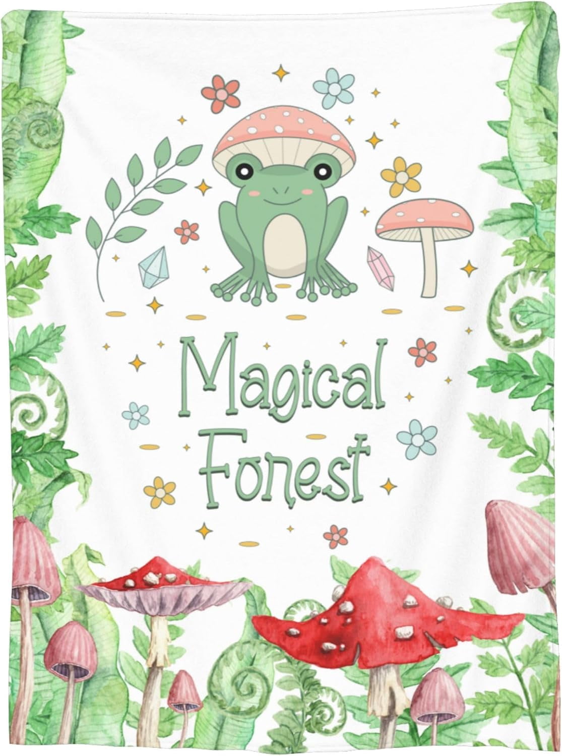 Cute Frog Mushroom Blanket Gifts for Kids Adults Soft Warm Lightweight Cozy Magical Forest Animal Green Throw Blankets for Bed Living Room Sofa Couch Birthday Esthetic Decor 60x80in