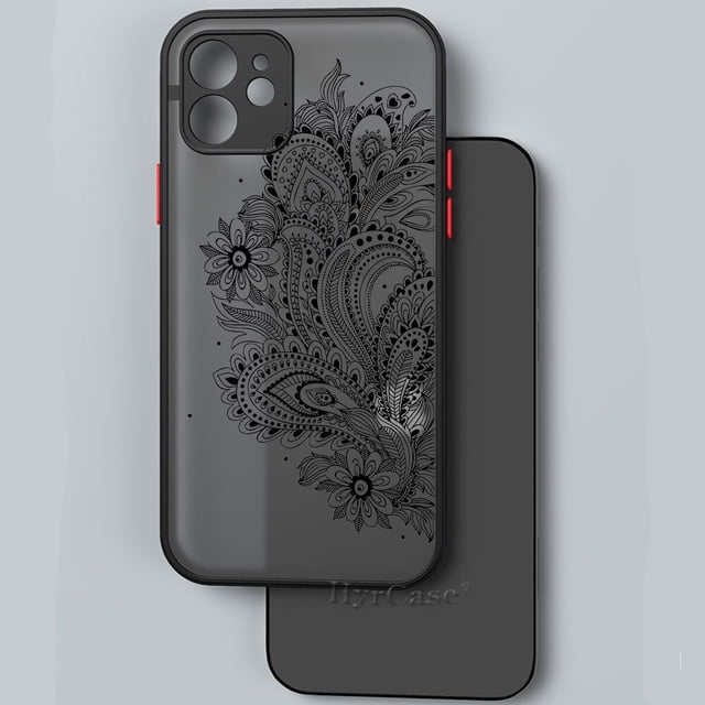 Funda de flores de encaje Vintage Floral Sexy negra para iPhone 13 12 11 Pro Max X XR XS 7 8 Plus 6S Mini funda mate dura de parachoques suave Tan Jianjun unisex