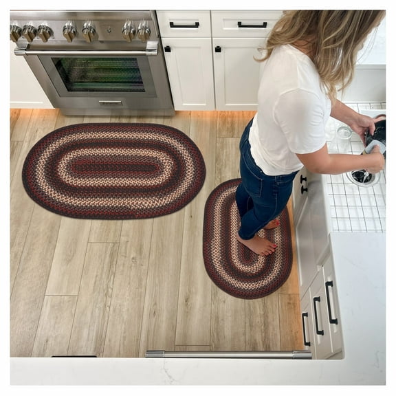 Homespice Montgomery 27x45" Oval Black Braided Rug, Washable Kitchen Rug, Bathroom Rug, ZB1472AH09MF5 Entryway Rugs