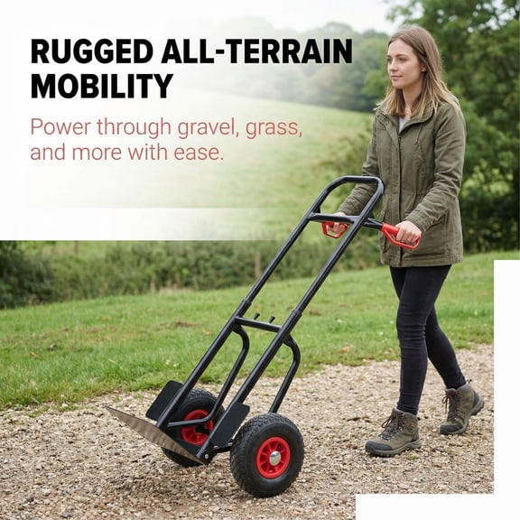 DURAMOXLQ Heavy-Duty Steel Hand Truck Dolly, 330 Lb Capacity with Dual Handles and 10-Inch Rubber Wheels