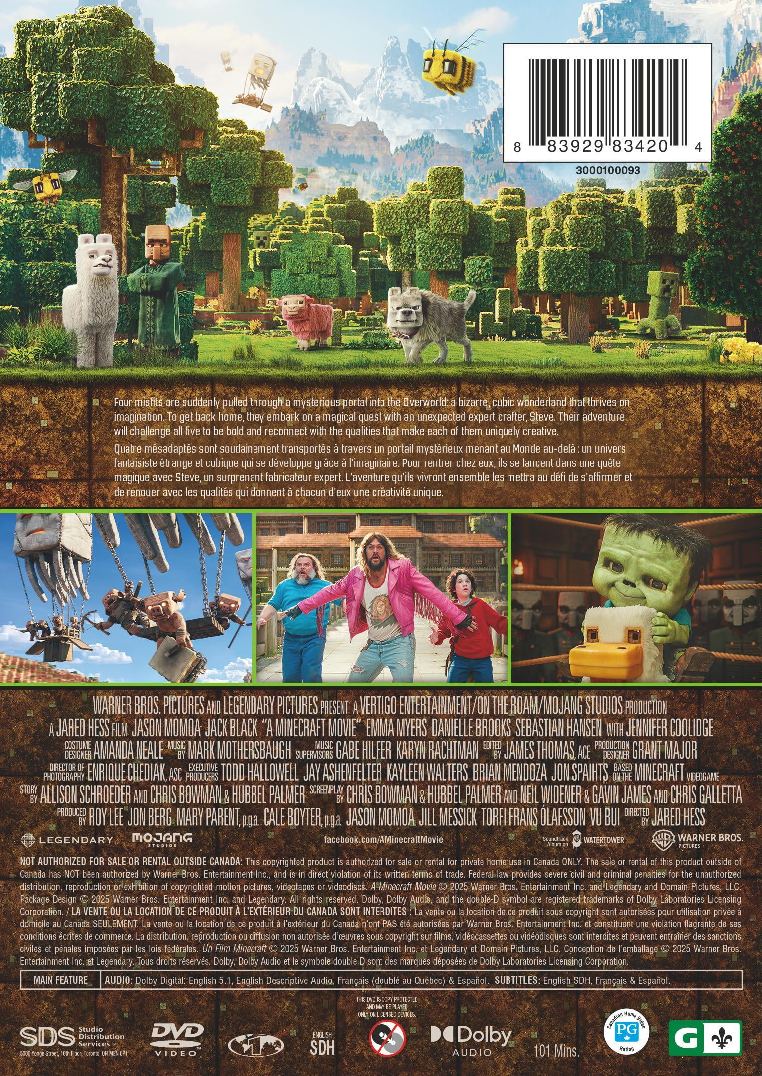 Un film Minecraft (DVD), en vedette Jack Black and Jason Momoa [2025] A Minecraft Movie (DVD) [2025]F