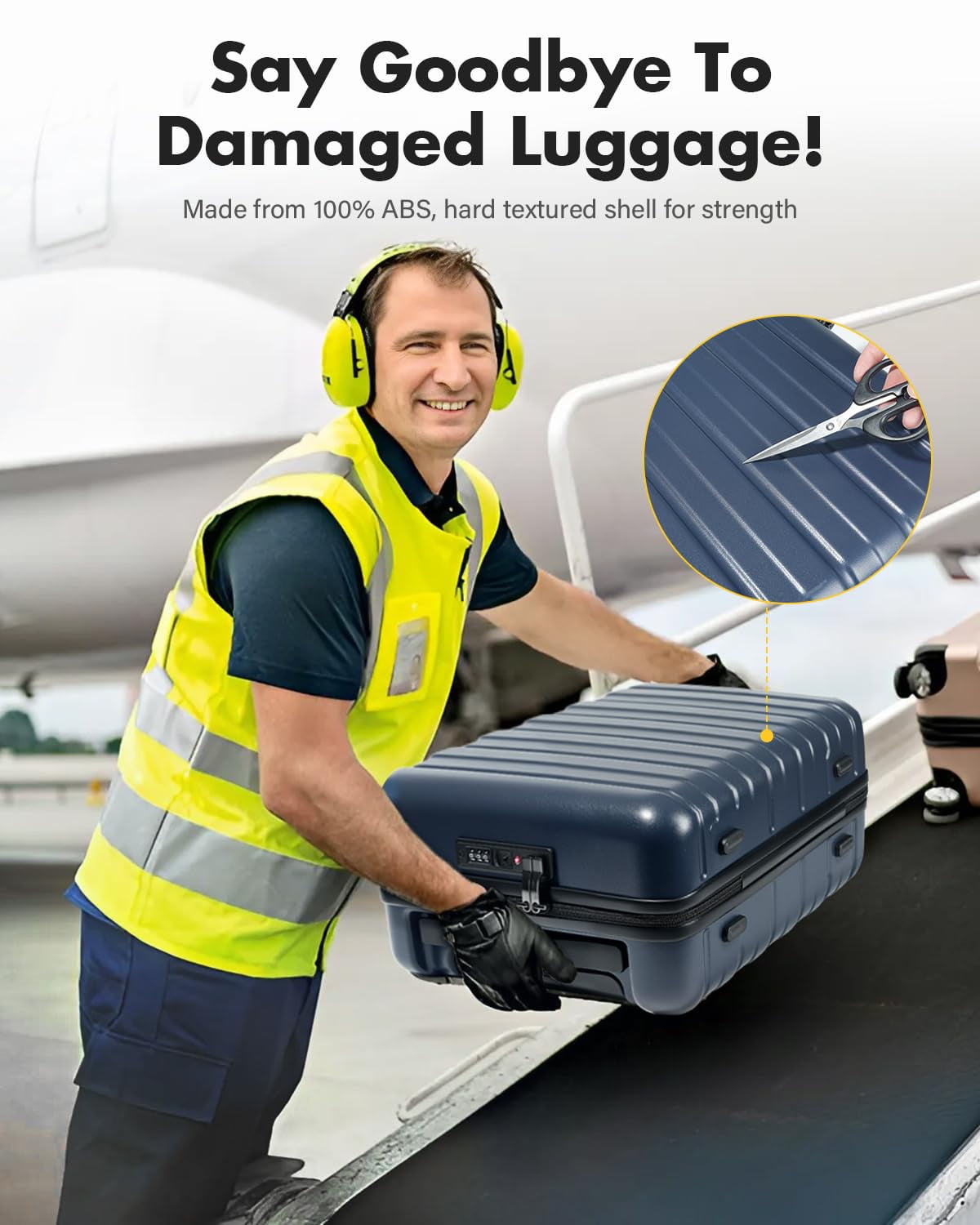 16 Inch Underseat Carry On Luggage Airline Approved, Hardside Suitcase with TSA Lock, Lightweight ABS Spinner Wheels Travel Bag, Blue