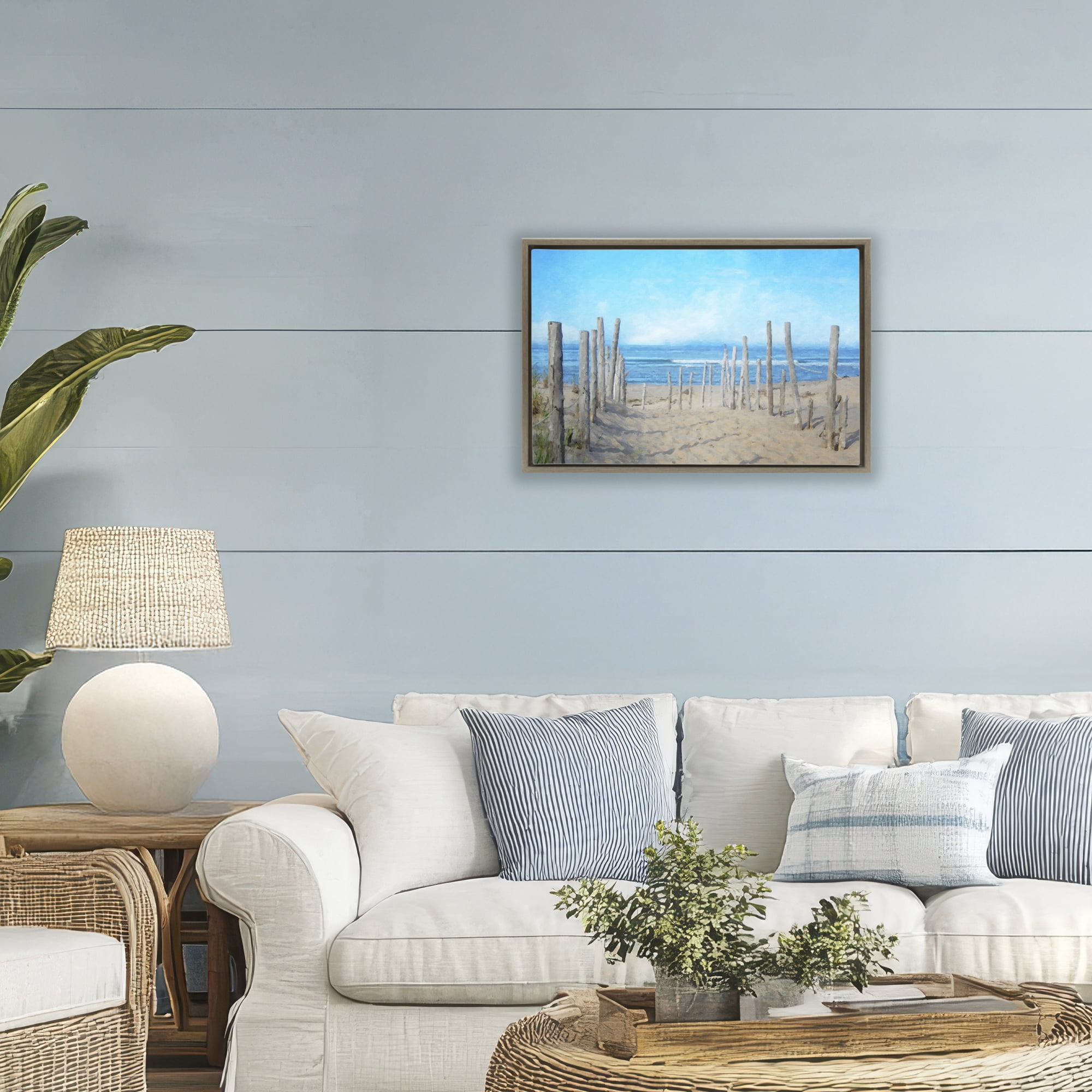 Stupell Industries National Seashore Vista Brown Framed Floater Canvas Wall Art, design by Grotto Studios