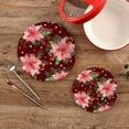 thumbnail image 2 of GZHJMY Christmas Poinsettia Flowers Pot Holders Trivets Set 2 Pcs 100% Cotton Hot Potholders for Cooking for Kitchen Pans Bowl Teapot, 2 of 7
