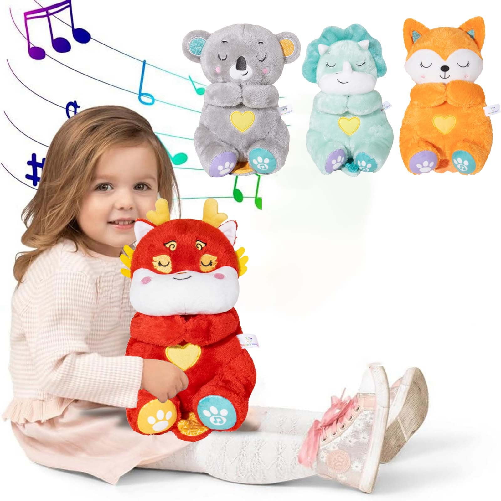 Toys for Sleep Anxiety Portable Sound Machine with Soothing Music Calming Lights Gentle Breathing Motion Ideal 0+ Months