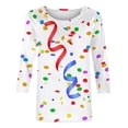 thumbnail image 5 of Craaazy Fashion Mardi Gras Women's Casual Printed Round Neck 3/4 Sleeve T-shirts Gifts, 5 of 6