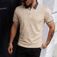 thumbnail image 4 of Ceisia Men's Regular Fit Contrast Trim Jacquard Short Sleeve Turndown Collar Casual Polo Shirt Gifts, 4 of 9