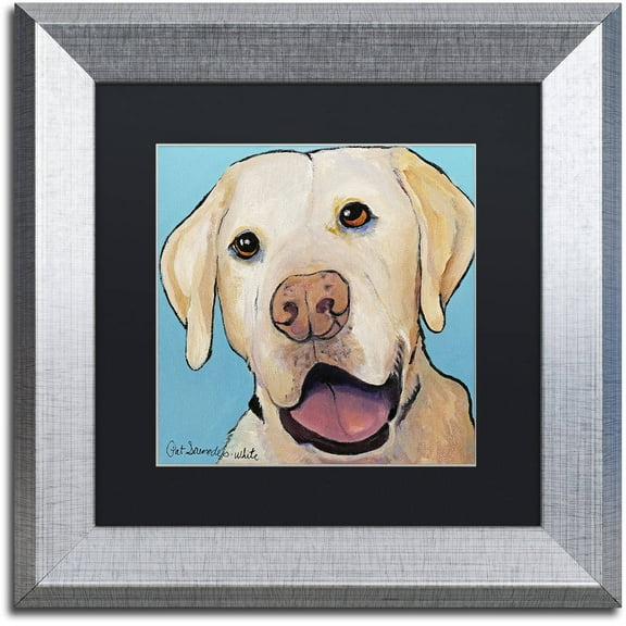 Trademark Fine Art "Lucky Dog Canvas Art" Canvas Art by Pat Saunders-White, Black Matte, Silver Frame