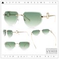 thumbnail image 2 of Cheetah Ring Jewel Arm Rimless Rectangular Bevel Lens Sunglasses Gold - Green, 2 of 8