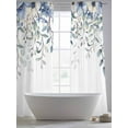 thumbnail image 5 of Blue Eucalyptus Sheer Curtains 96 Inch Length 2 Panels Set, Farmhouse Flowers Leaf White Watercolor Voile Window Treatment Semi Sheer Long Curtains Drapes for Bedroom/Living Room/Kitchen 52"x96"x2, 5 of 7